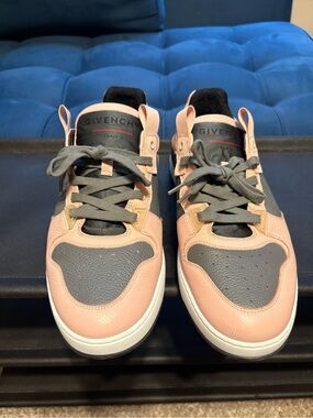 GIVENCHY Men's Wing Pink Grey Two-Tone Leather Low Top Trainers (size 11 no box)
